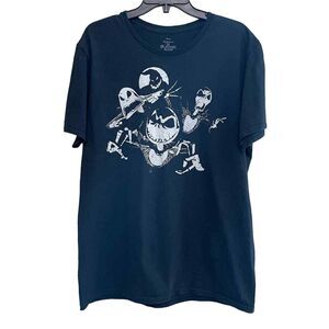 Nightmare Before Christmas Graphic T-Shirt Adult Size Large Black 100% Cotton
